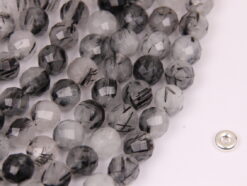 Black Rutilated Quartz beads 8mm faceted(2)