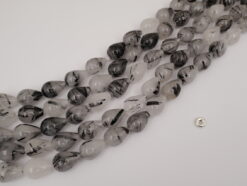 Black Rutilated Quartz drop 10x14mm smooth