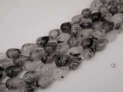 Black Rutilated Quartz drop 13x19mm smooth