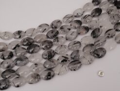 Black Rutilated Quartz oval 10x14mm smooth