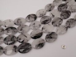 Black Rutilated Quartz oval 15x20mm smooth