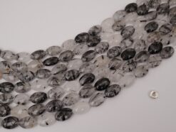 Black Rutilated Quartz oval 8x12mm smooth