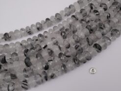 Black Rutilated Quartz rondelle 10x6mm faceted