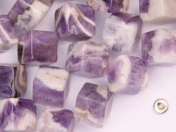 Dog teeth Amethyst cube 12x12mm diagonal drilled(2)