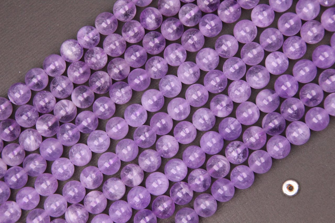 Lavender Amethyst beads 8mm smooth